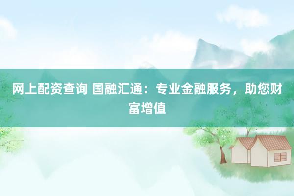网上配资查询 国融汇通：专业金融服务，助您财富增值