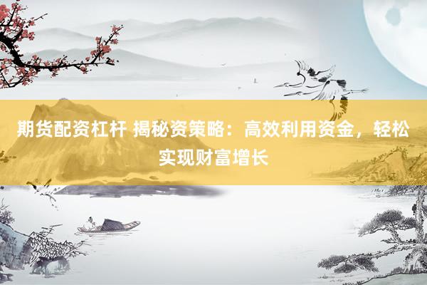 期货配资杠杆 揭秘资策略：高效利用资金，轻松实现财富增长