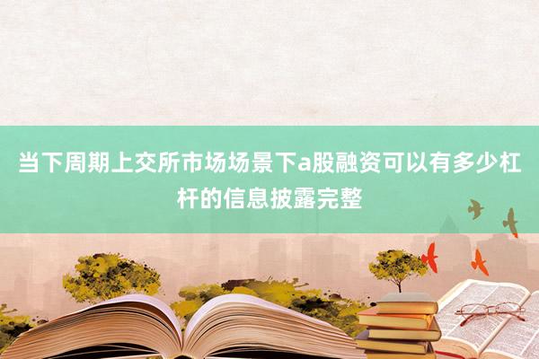 当下周期上交所市场场景下a股融资可以有多少杠杆的信息披露完整